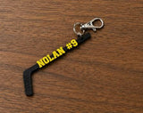 Personalized Hockey Stick Keychain, Custom Player Name, Number and Team Colors