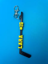 Personalized Hockey Stick Keychain, Custom Player Name, Number and Team Colors