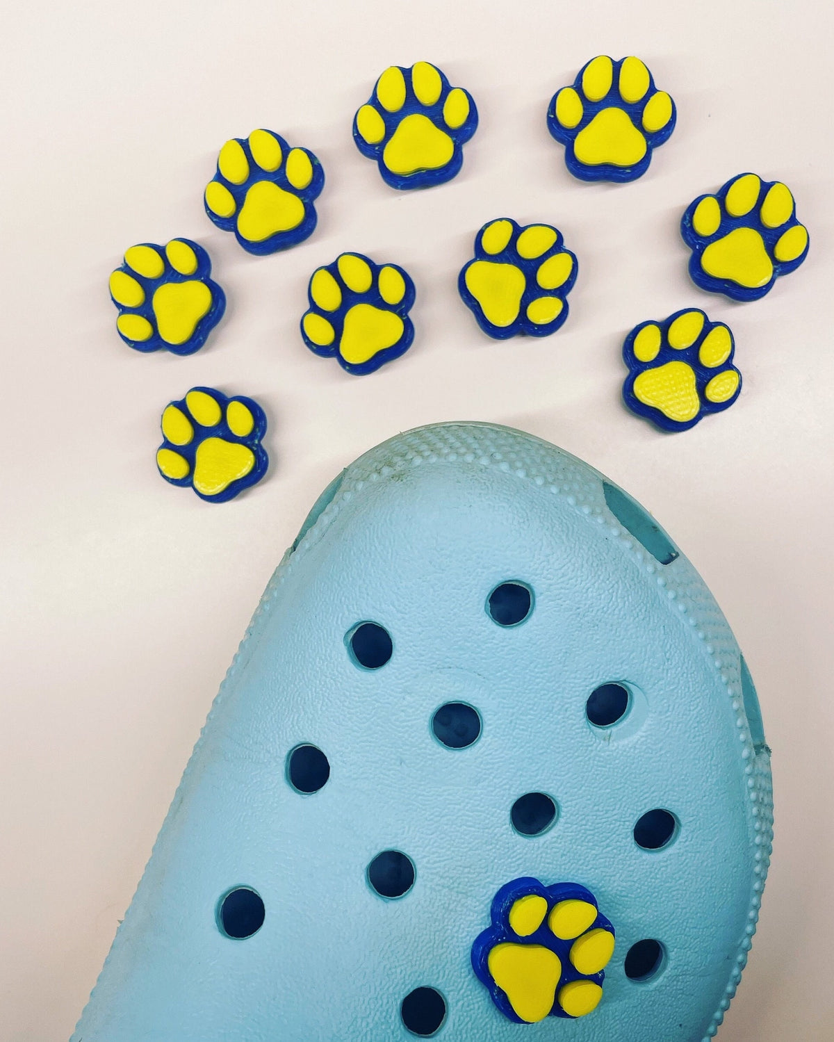 Blue and Gold Panther Paw Shoe Charm, Fits Crocs