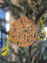 Merry Christmas Tree Ornament, 3D Printed, Choice of Colors
