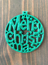 Merry Christmas Tree Ornament, 3D Printed, Choice of Colors