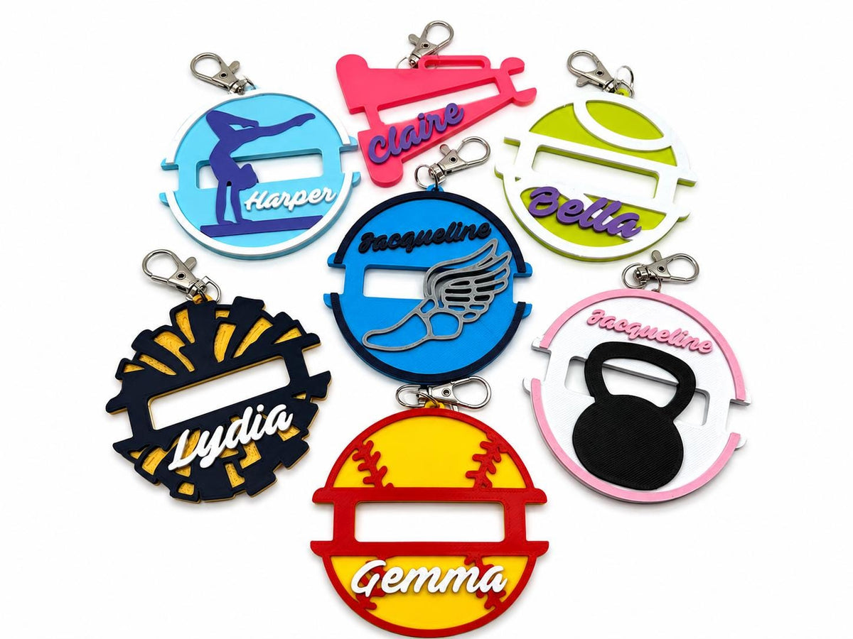 Personalized Hair Tie Holder Keychain, Custom Name and Team Colors