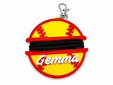 Personalized Hair Tie Holder Keychain, Custom Name and Team Colors