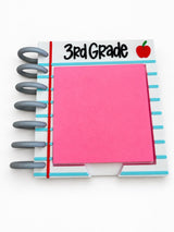 Personalized Teacher Sticky Note Holder, Notebook Design with Name or Grade