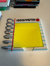 Personalized Teacher Sticky Note Holder, Notebook Design with Name or Grade