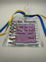 Personalized Teacher Sticky Note Holder, Notebook Design with Name or Grade
