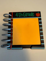 Personalized Teacher Sticky Note Holder, Notebook Design with Name or Grade