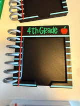 Personalized Teacher Sticky Note Holder, Notebook Design with Name or Grade